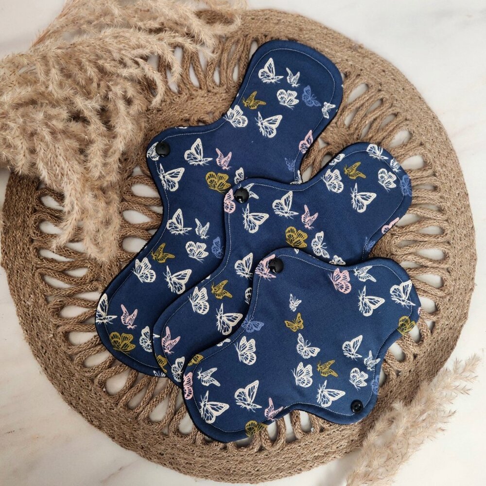 Reusable Menstrual Pads, Regular Size, 100% Organic Cotton Fabric, Perfume Free